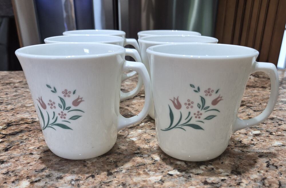 Corelle Rose Marie Coffee/Tea Cups Mugs Corning (Set of 6)